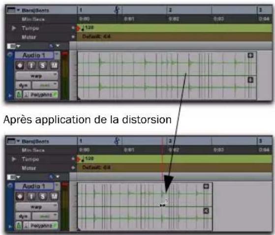 Avid Pro Tools 8.0 - Pour appliquer la distorsion télescopique à une région : - 1