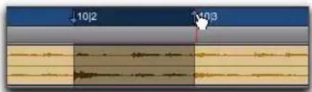 Avid Pro Tools 8.0 - Pour définir la sélection de timeline en déplaçant les marqueurs de sélection de timelline : - 1