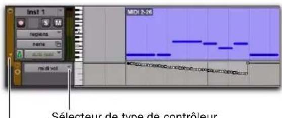 Avid Pro Tools 8.0 - Pour afficher des données du contrôleur MIDI pour une piste, effectuez l'une des opérations suivantes : - 2