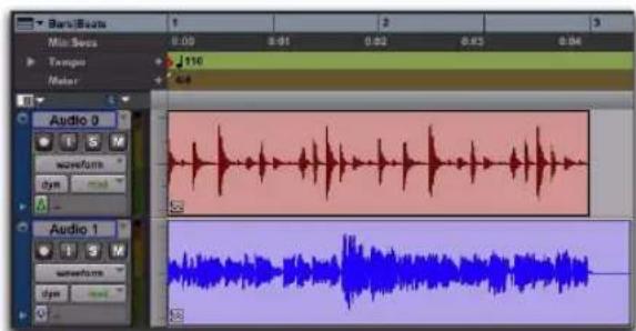 Avid Pro Tools 8.0 - Groupes de régions multipistes incluant des pistes basées sur des échantillons et des pistes basées sur des références temporelles - 1