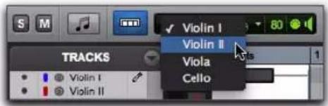 Avid Pro Tools 8.0 - Pour Insérer des notes MIDI sur une plste spécifique dans le volet Notes : - 1