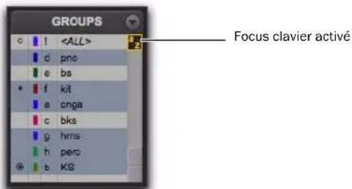 Avid Pro Tools 8.0 - Pour activer le focus sur le clavier de la liste des groupes, effectuez l'une des opérations suivantes : - 1