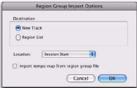 Avid Pro Tools 8.0 - Importation de groupes de régions à l'aide des commandes de menu Pro Tools - 1