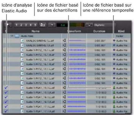 Avid Pro Tools 8.0 - Icônes de base de temps d'un fichier et d'analyse Elastic Audio - 1