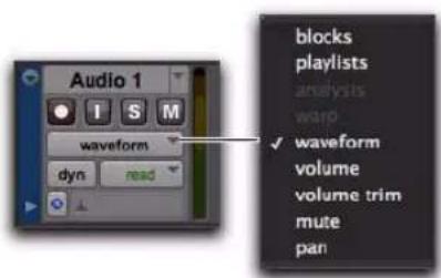 Avid Pro Tools 8.0 - Pour définir le mode de visualisation de la piste : - 1