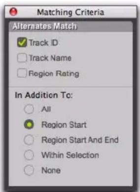 Avid Pro Tools 8.0 - Matching Criteria - 1