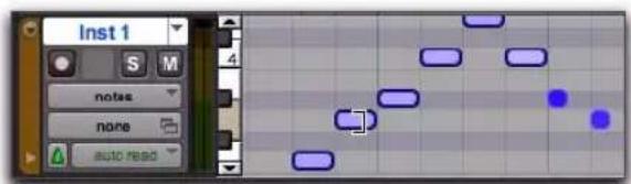 Avid Pro Tools 8.0 - Pour changer les points de début ou de fin d'un groupe de notes MIDI : - 1