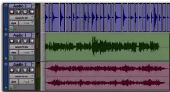 Avid Pro Tools 8.0 - Pour créer un groupe de régions multipistes : - 1