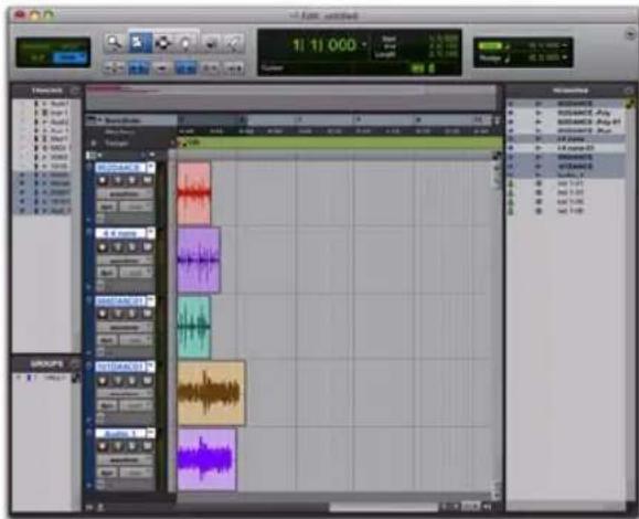 Avid Pro Tools 8.0 - Pour faire glisser, puis déposer plusieurs éléments de la liste des régions sur de nouvelles pistes : - 1