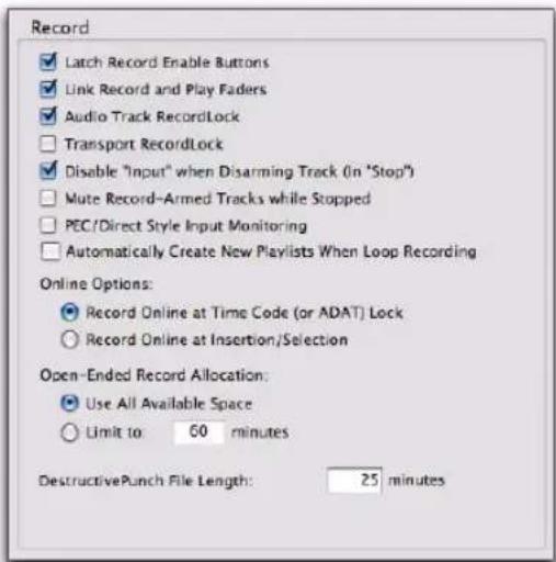 Avid Pro Tools 8.0 - Paramètres de transport et d'enregistrement - 1