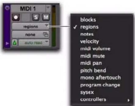 Avid Pro Tools 8.0 - Pour définir le mode de visualisation de la piste : - 5