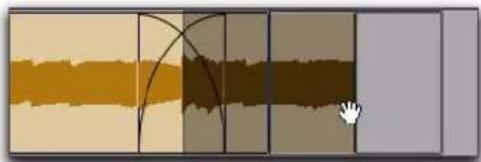 Avid Pro Tools 8.0 - Pour séparer des régions adjacentes à un crossfade et conserver le fondu correspondant : - 1