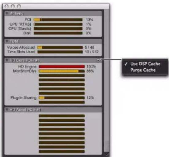Avid Pro Tools 8.0 - Pour activer (ou désactiver) le cache DSP : - 1
