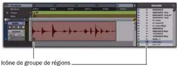 Avid Pro Tools 8.0 - Sélection de régions à grouper sur une seule piste audio - 3