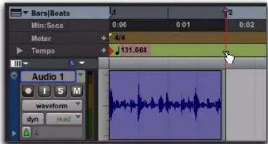 Avid Pro Tools 8.0 - Lorsque vous faites glisser un marqueur Bar|Beat : - 1