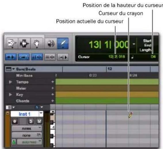 Avid Pro Tools 8.0 - Pour insérer une note MIDI sur une piste dans la fenêtre Edit : - 1