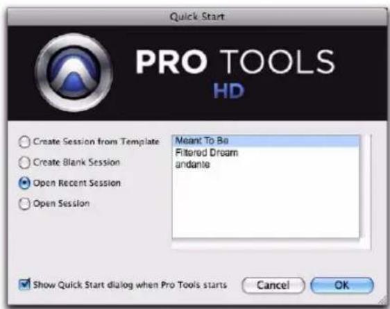Avid Pro Tools 8.0 - Pour ouvrir une session récente : - 1