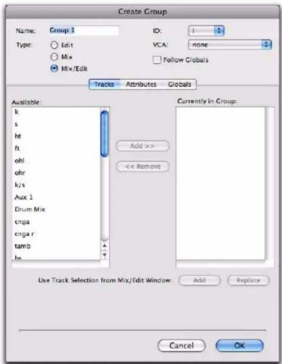 Avid Pro Tools 8.0 - Boîte de dialogue Groupe dans Pro Tools HD - 1