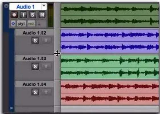 Avid Pro Tools 8.0 - Pour redimensionner une ligne de playlist, effectuez l'une des opérations suivantes : - 1