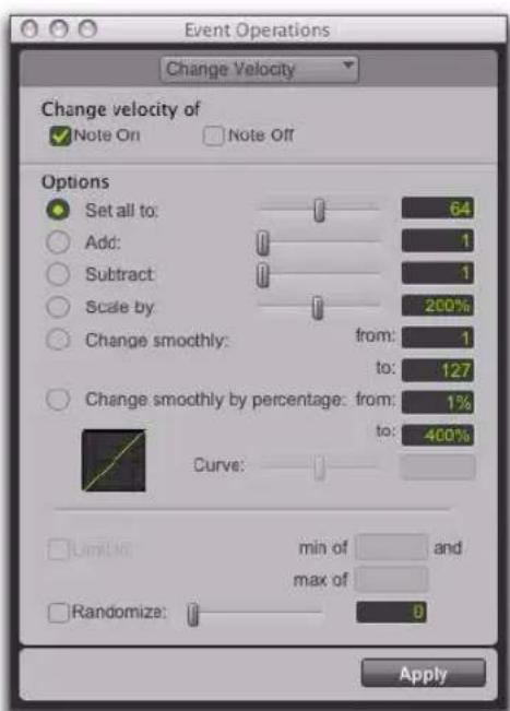 Avid Pro Tools 8.0 - Change Velocity - 1