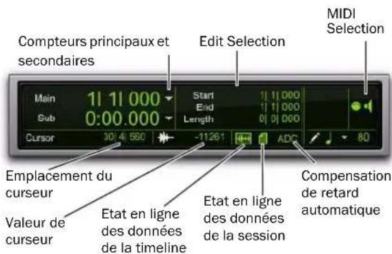 Avid Pro Tools 8.0 - Compteurs et indicateurs de sélection d'édition - 1