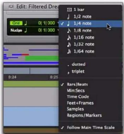 Avid Pro Tools 8.0 - Pour définir la valeur de grille pour l'édition MIDI : - 1
