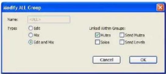 Avid Pro Tools 8.0 - Pour changer les paramètres du groupe "All" dans Pro Tools LE : - 1