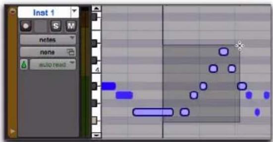 Avid Pro Tools 8.0 - Pour sélectionner plusieurs notes MIDI, procédez comme suit : - 1