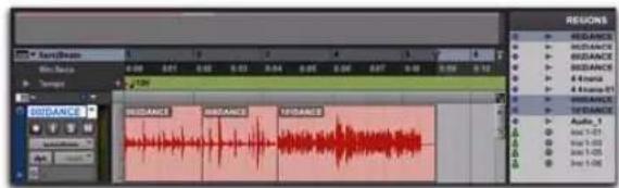 Avid Pro Tools 8.0 - Pour faire glisser, puis déposer plusieurs éléments de la liste des régions sur une seule piste : - 1