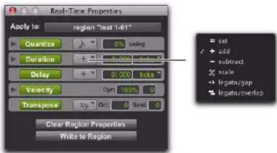 Avid Pro Tools 8.0 - Menu déroulant du mode Duration - 1