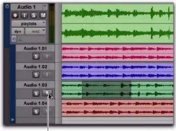 Avid Pro Tools 8.0 - Pour copier une sélection de playlist secondaire vers la playlist principale : - 1