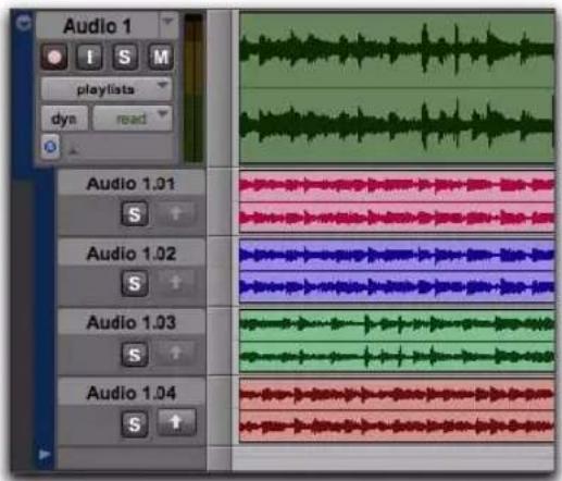 Avid Pro Tools 8.0 - Pour afficher les lignes de playlist d'une piste : - 4