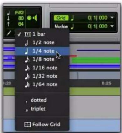 Avid Pro Tools 8.0 - Pour sélectionner une durée de note par défaut : - 1