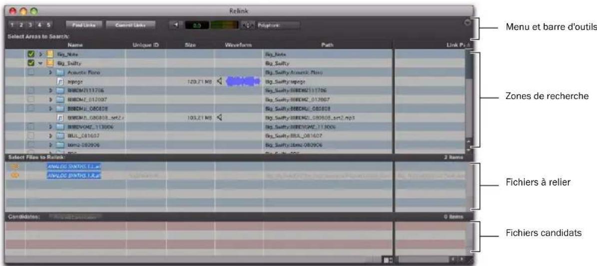 Avid Pro Tools 8.0 - Fenêtre Relink - 1