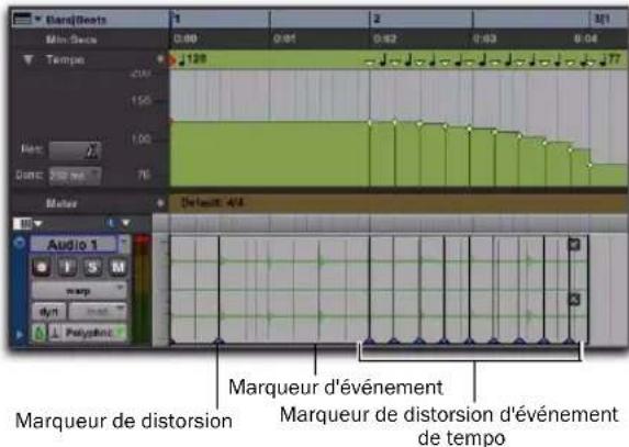 Avid Pro Tools 8.0 - Marqueurs Elastic Audio en vue Warp - 1