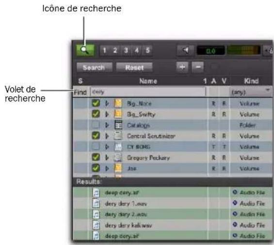 Avid Pro Tools 8.0 - Pour effectuer une recherche dans le navigateur en cours : - 1