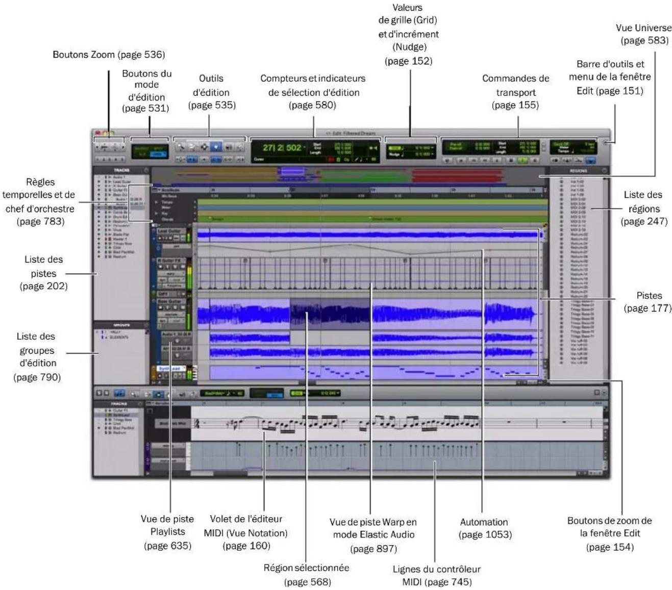 Avid Pro Tools 8.0 - Pour afficher toutes les options d'affichage de la fenêtre Edit : - 3