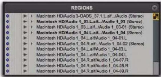 Avid Pro Tools 8.0 - Affichage des informations du fichier pour les régions audio - 1