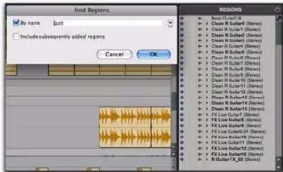 Avid Pro Tools 8.0 - Boîte de dialogue Find Regions - 1