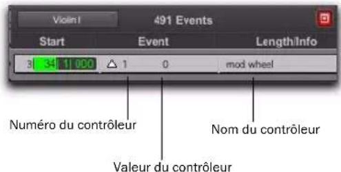 Avid Pro Tools 8.0 - Pour insérer un événement de contrôleur dans la liste des événements MIDI : - 1