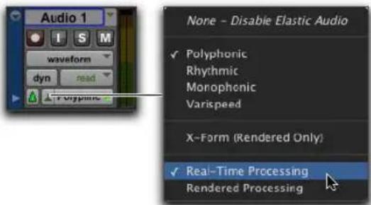 Avid Pro Tools 11.0 - Pour activer le mode temps réel ou rendu d'une piste Elastic Audio : - 2