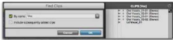 Avid Pro Tools 11.0 - Pour rechercher et afficher des clips dans la liste des clips : - 2