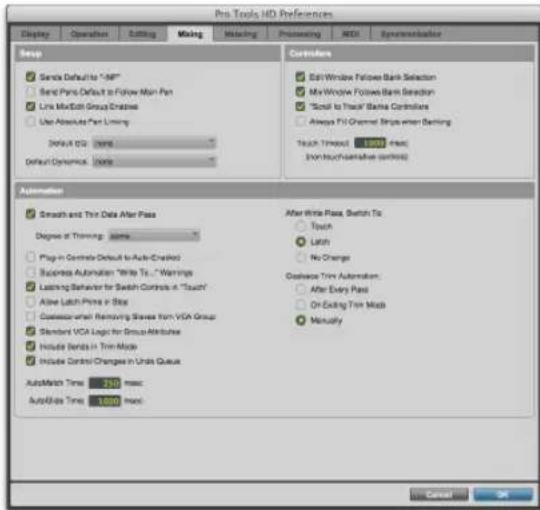 Avid Pro Tools 11.0 - Préférences de mixage - 1