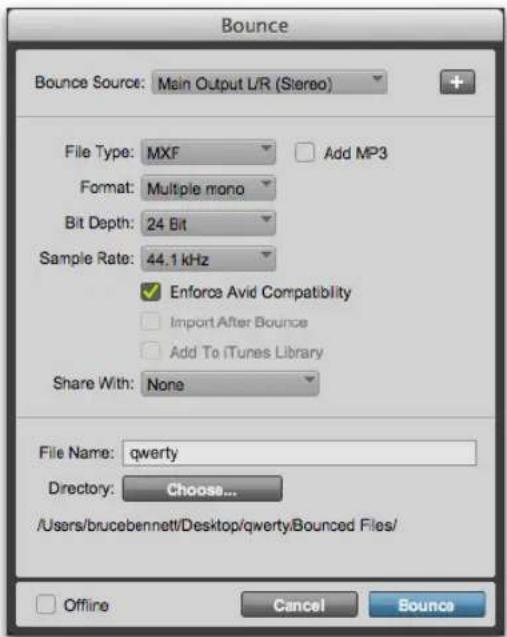 Avid Pro Tools 11.0 - Pour exporter au format MXF à l'aide de la commande Bounce to Disk : - 2