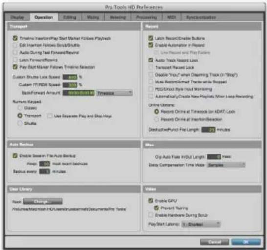 Avid Pro Tools 11.0 - Préférences de fonctionnement - 1