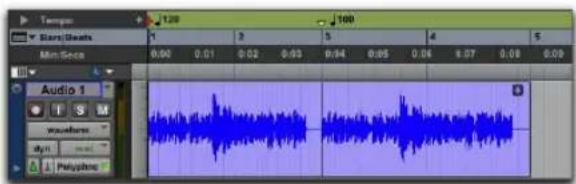 Tempo 1200 100 Min/Secs Audio 1 Waveforms dyn Polyvision