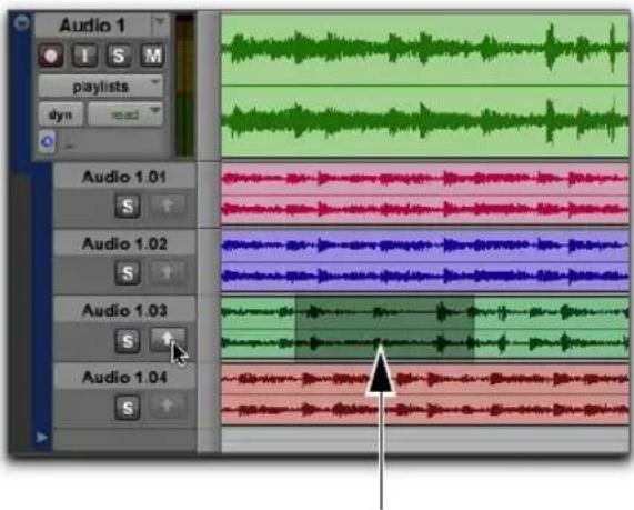 Avid Pro Tools 11.0 - Pour copier une sélection d'une playlist alternative sur la playlist principale : - 1