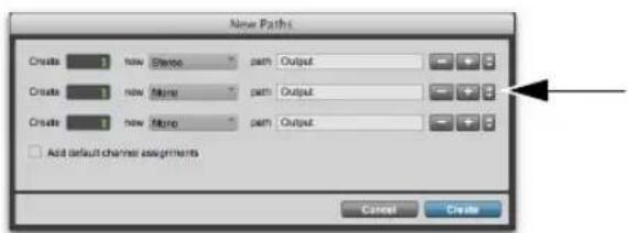 Avid Pro Tools 11.0 - Paramètres des lignes de nouveaux chemins - 1