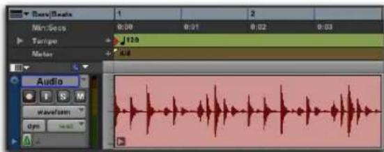 Bore/Steats 1 2 Min/Secs 0:00 0:01 0:02 0:03 Tempo J 129 Meter 5.18 Audio T S M waveform dyn