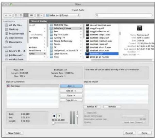 Avid Pro Tools 11.0 - Pour importer des fichiers ou des clips audio dans une session à l'aide de la commande Import Audio : - 1